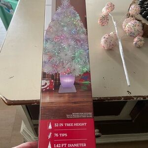 White Artificial Christmas Tree with Multicolor Lights